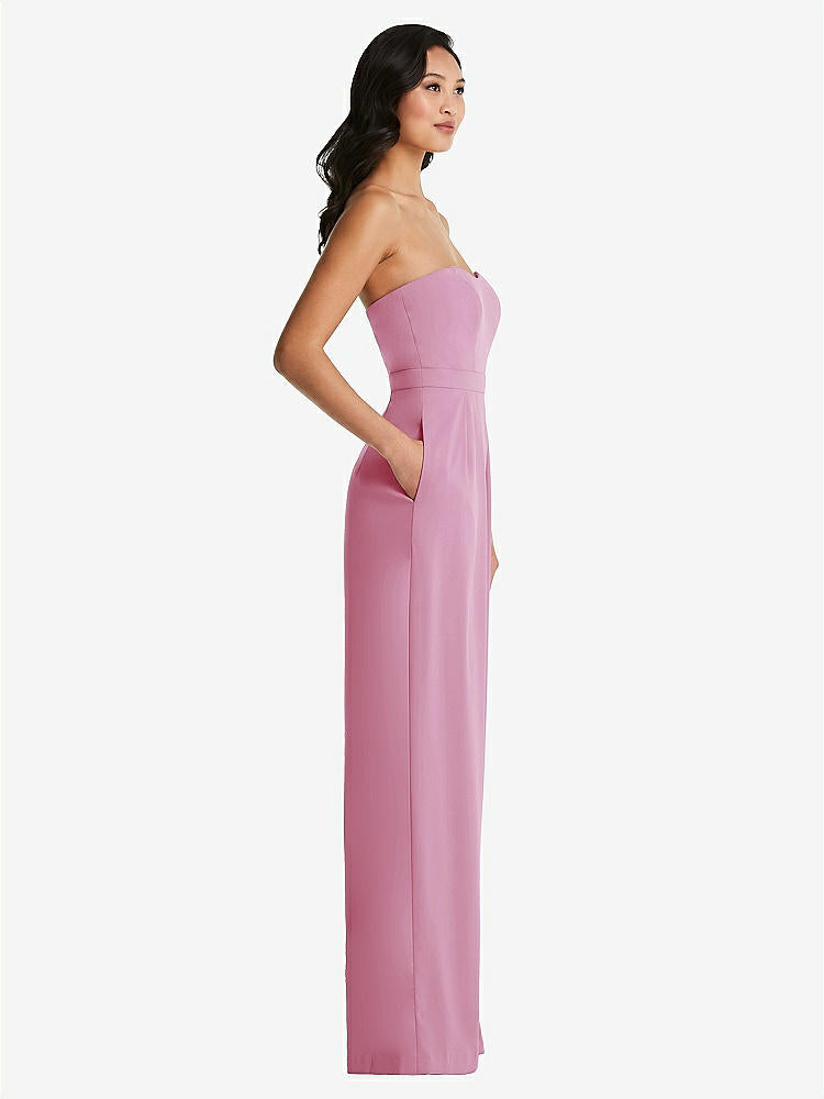【STYLE: 6833】Strapless Pleated Front Jumpsuit with Pockets【COLOR: Powder Pink】