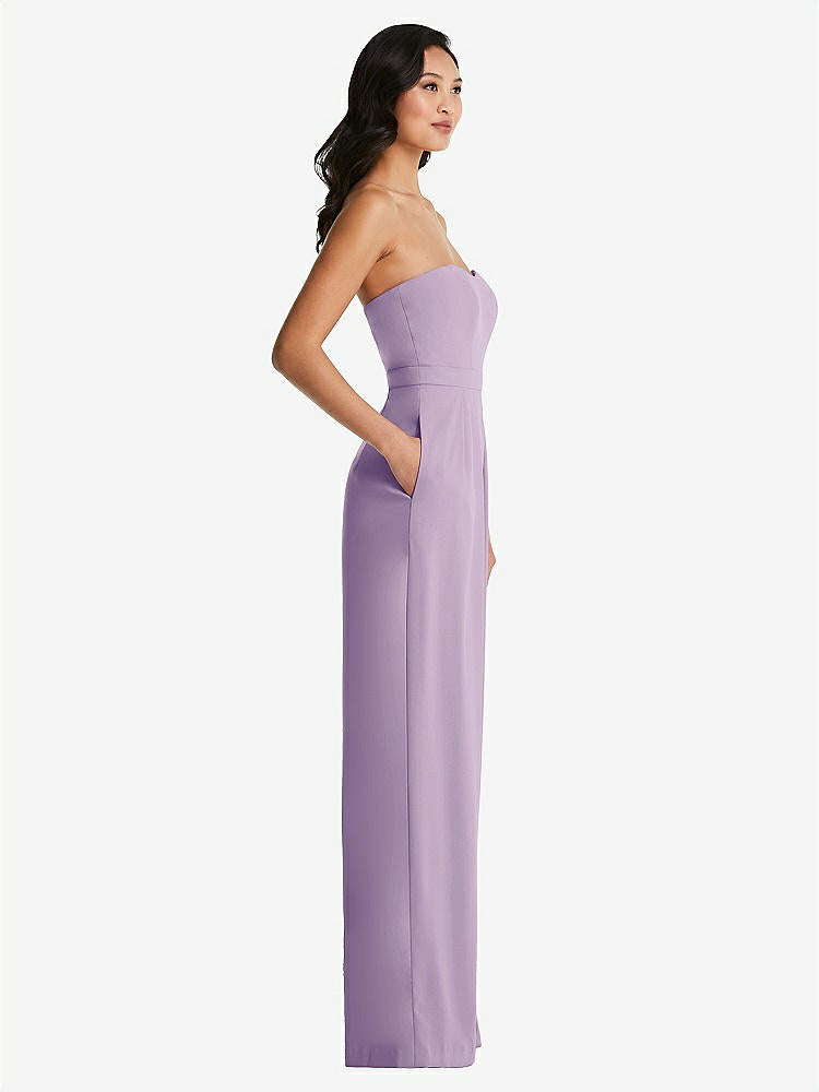 【NEW】【STYLE: 6833】ストラップレス プリーツ フロント ジャンプスーツ ポケット付き【COLOR: Pale Purple】【SIZE: 00-30W】