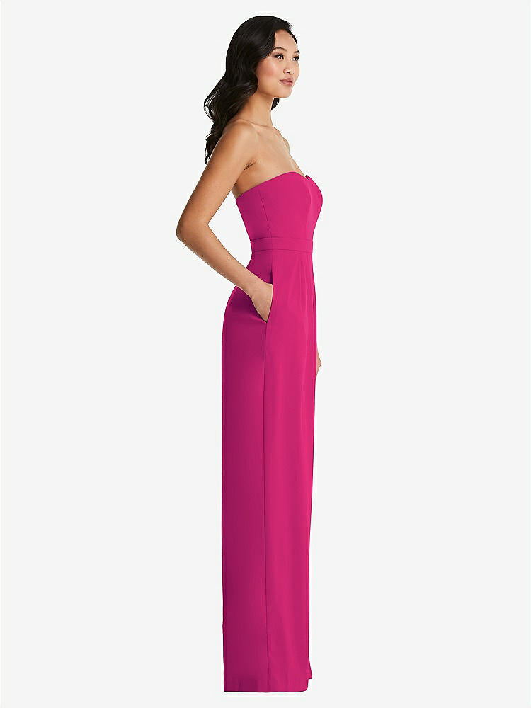 【NEW】【STYLE: 6833】ストラップレス プリーツ フロント ジャンプスーツ ポケット付き【COLOR: Think Pink】【SIZE: 00-30W】