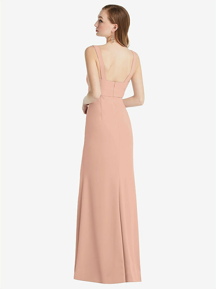 【NEW】【STYLE: 6838】ワイド ストラップ ノッチ 帝国 ウエスト ドレス 前面 スリット【COLOR: Pale Peach】【SIZE: 00-30W】