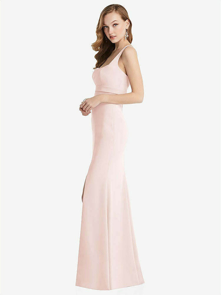 【NEW】【STYLE: 6838】ワイド ストラップ ノッチ 帝国 ウエスト ドレス 前面 スリット【COLOR: Blush】【SIZE: 00-30W】