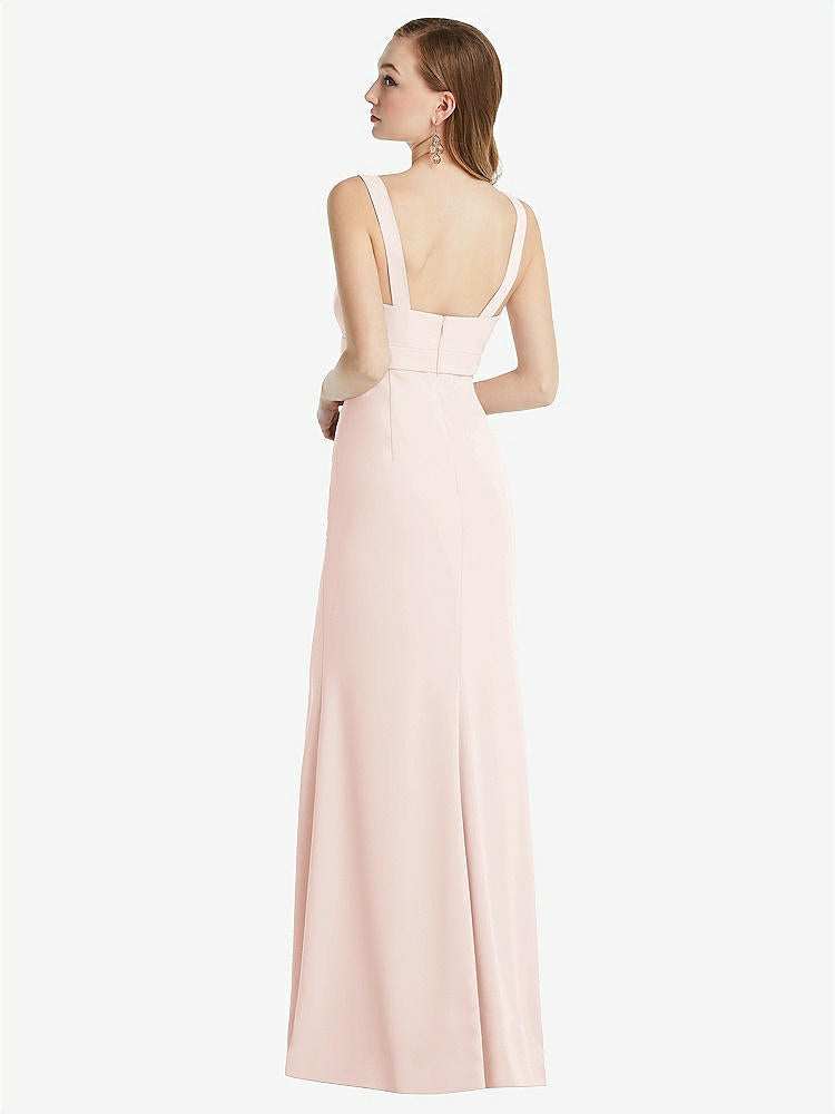 【NEW】【STYLE: 6838】ワイド ストラップ ノッチ 帝国 ウエスト ドレス 前面 スリット【COLOR: Blush】【SIZE: 00-30W】