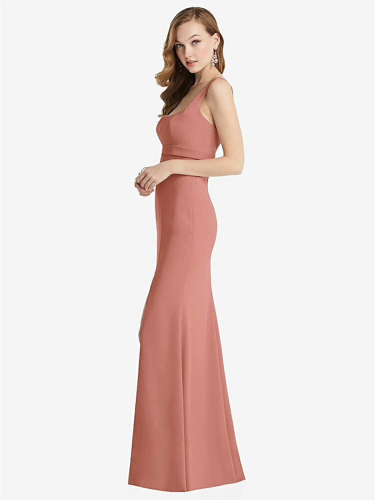 【NEW】【STYLE: 6838】ワイド ストラップ ノッチ 帝国 ウエスト ドレス 前面 スリット【COLOR: Desert Rose】【SIZE: 00-30W】