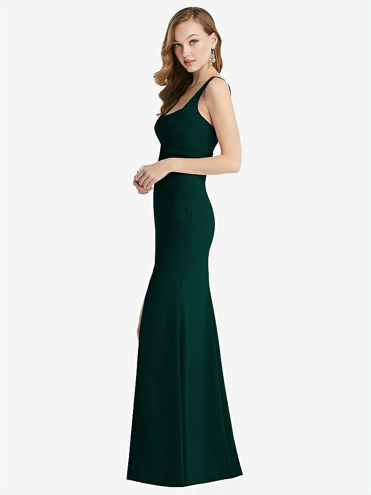 【NEW】【STYLE: 6838】ワイド ストラップ ノッチ 帝国 ウエスト ドレス 前面 スリット【COLOR: Evergreen】【SIZE: 00-30W】