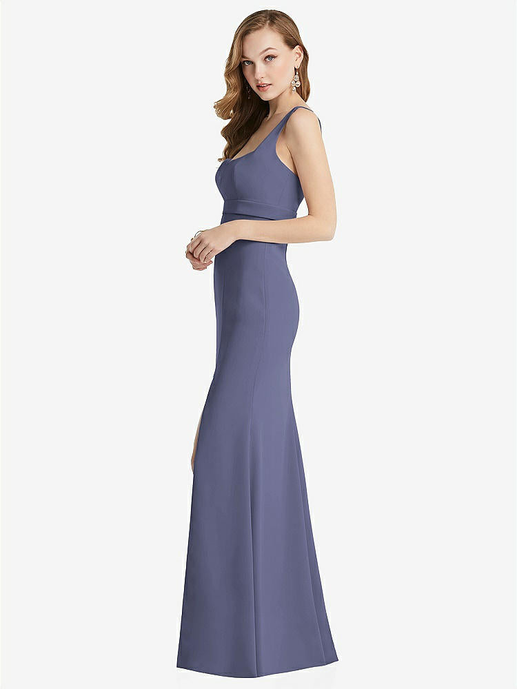 【NEW】【STYLE: 6838】ワイド ストラップ ノッチ 帝国 ウエスト ドレス 前面 スリット【COLOR: French Blue】【SIZE: 00-30W】