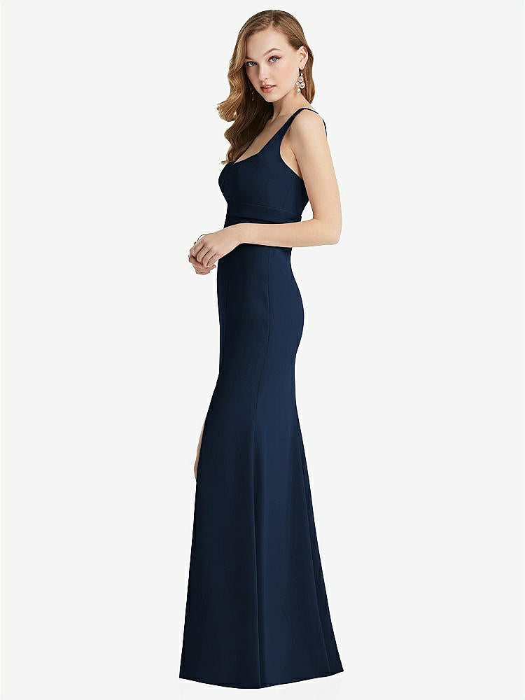【NEW】【STYLE: 6838】ワイド ストラップ ノッチ 帝国 ウエスト ドレス 前面 スリット【COLOR: Midnight Navy】【SIZE: 00-30W】