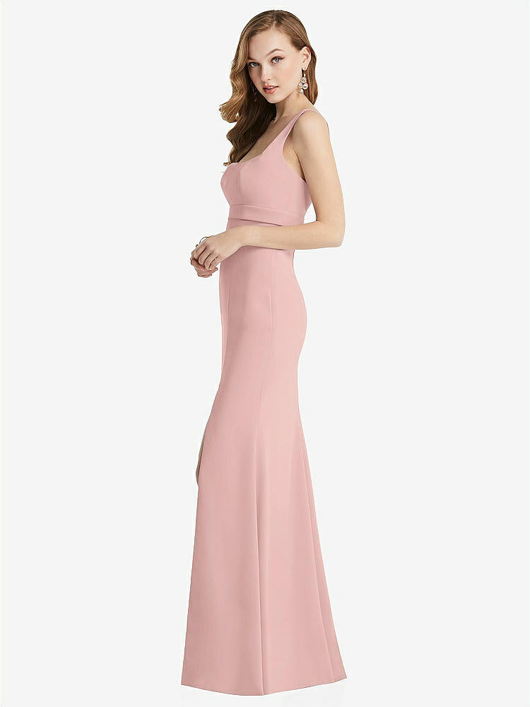 【NEW】【STYLE: 6838】ワイド ストラップ ノッチ 帝国 ウエスト ドレス 前面 スリット【COLOR: Rose - PANTONE Rose Quartz】【SIZE: 00-30W】