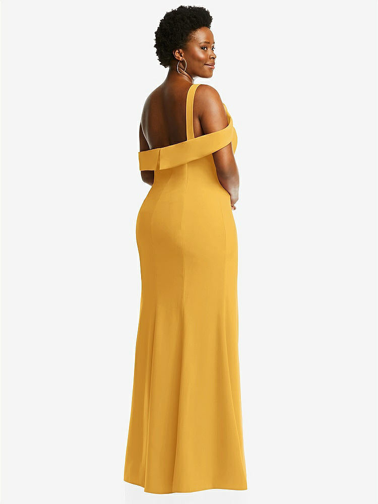 【NEW】【STYLE: 6847】ワンショルダー ドレープ カフ マキシ ドレス 前面 スリット【COLOR: NYC Yellow】【SIZE: 00-30W】