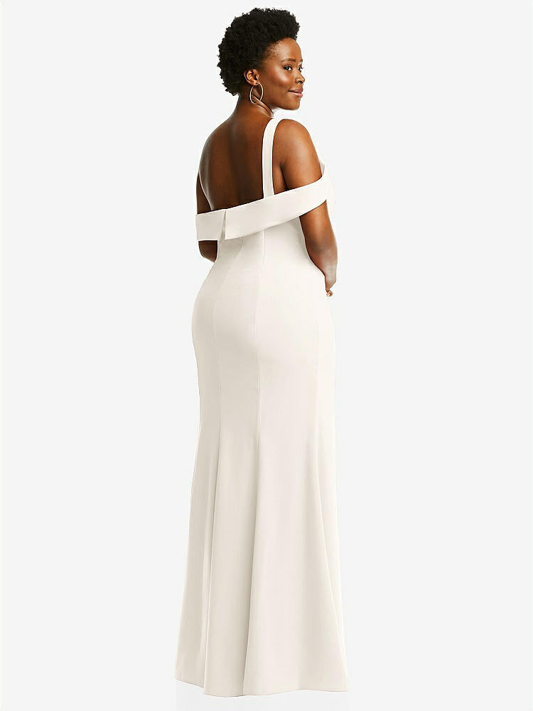 【STYLE: 6847】One-Shoulder Draped Cuff Maxi Dress with Front Slit【COLOR: Ivory】
