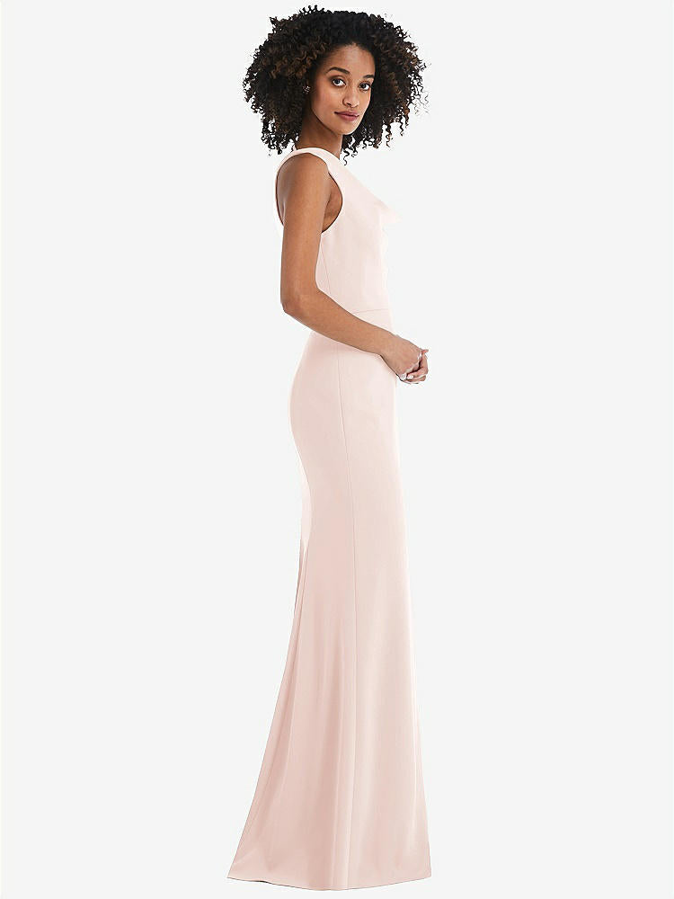 【NEW】【STYLE: 6849】ワンショルダー ドレープ カウルネック マキシ ドレス【COLOR: Blush】【SIZE: 00-30W】
