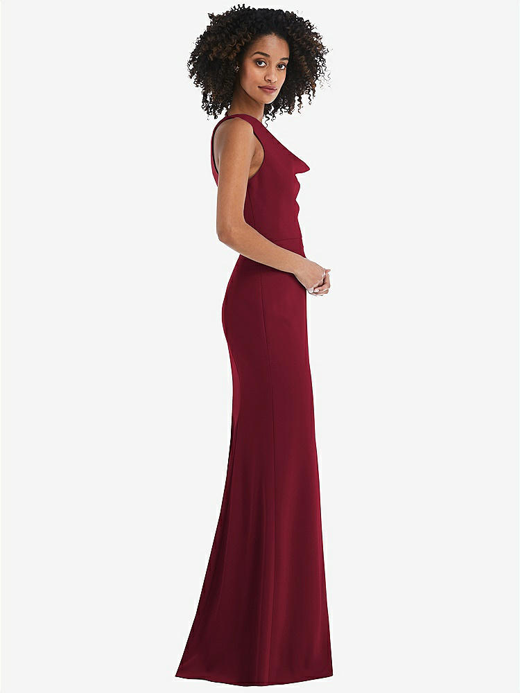 【NEW】【STYLE: 6849】ワンショルダー ドレープ カウルネック マキシ ドレス【COLOR: Burgundy】【SIZE: 00-30W】