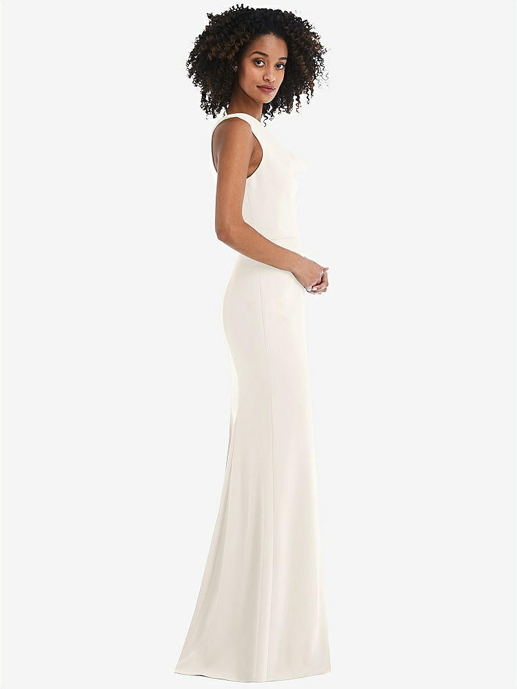 【NEW】【STYLE: 6849】ワンショルダー ドレープ カウルネック マキシ ドレス【COLOR: Ivory】【SIZE: 00-30W】