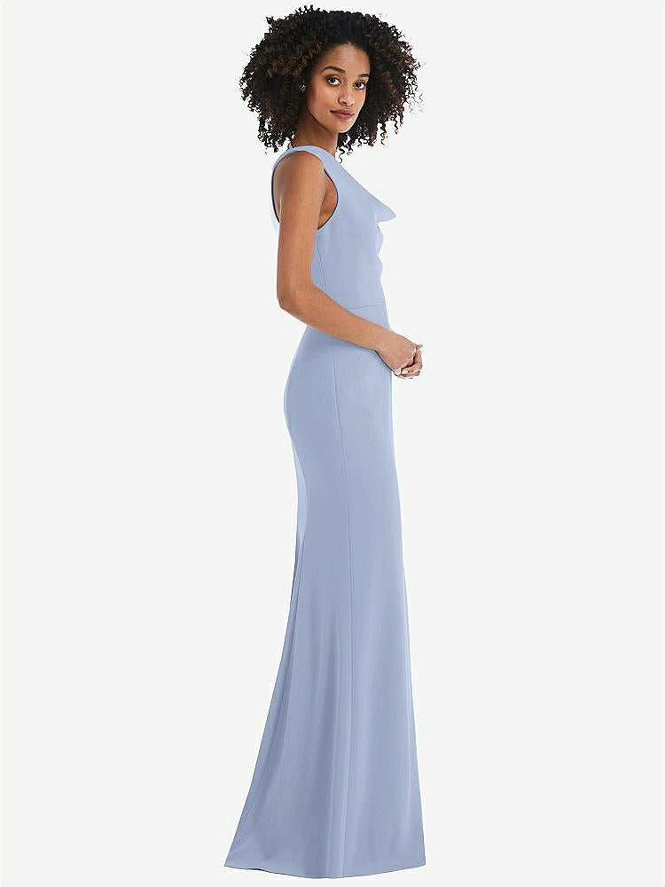 【NEW】【STYLE: 6849】ワンショルダー ドレープ カウルネック マキシ ドレス【COLOR: Sky Blue】【SIZE: 00-30W】