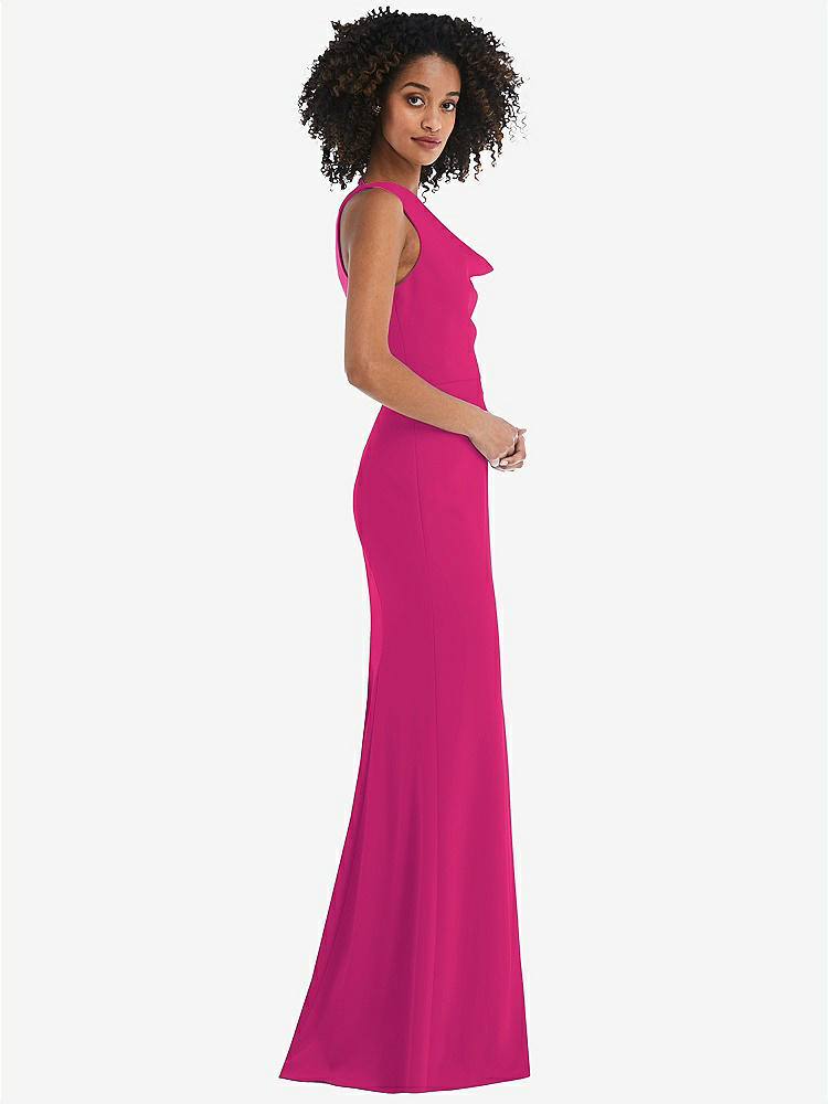 【NEW】【STYLE: 6849】ワンショルダー ドレープ カウルネック マキシ ドレス【COLOR: Think Pink】【SIZE: 00-30W】
