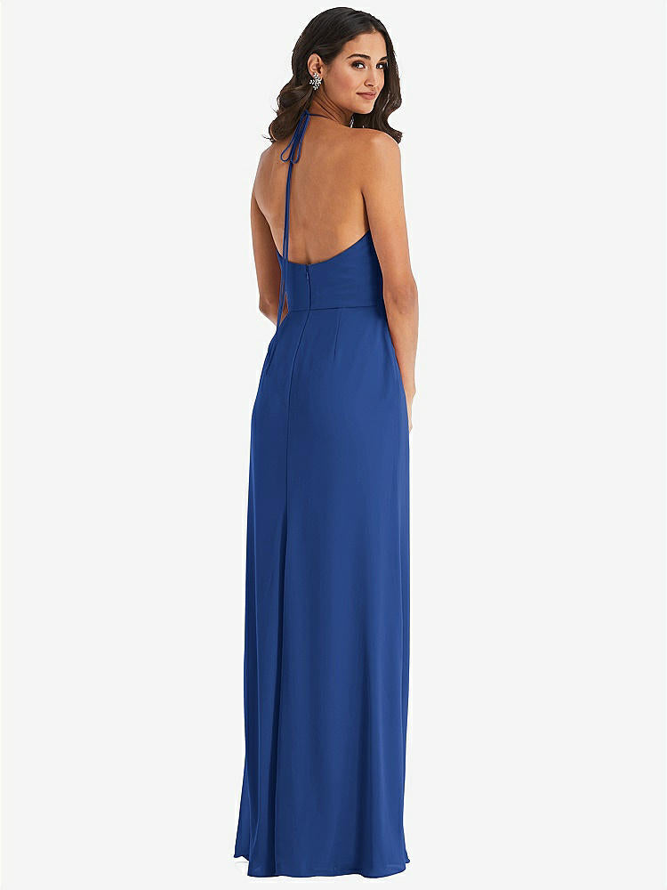 【STYLE: 1543】Spaghetti Strap Tie Halter Backless Trumpet Gown【COLOR: Classic Blue】
