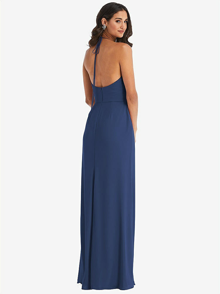【STYLE: 1543】Spaghetti Strap Tie Halter Backless Trumpet Gown【COLOR: Sailor】