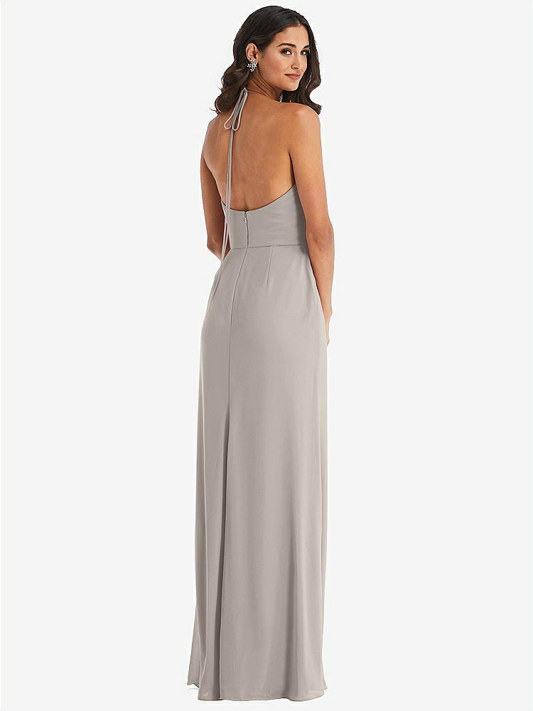 【STYLE: 1543】Spaghetti Strap Tie Halter Backless Trumpet Gown【COLOR: Taupe】