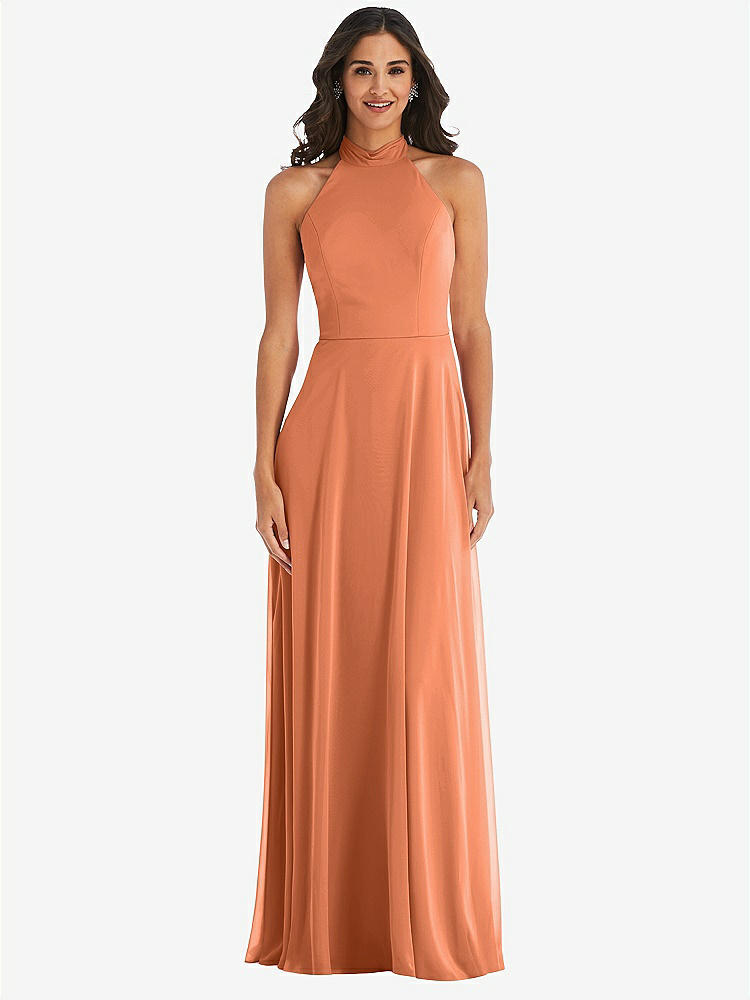 【STYLE: 1545】High Neck Halter Backless Maxi Dress【COLOR: Sweet Melon】