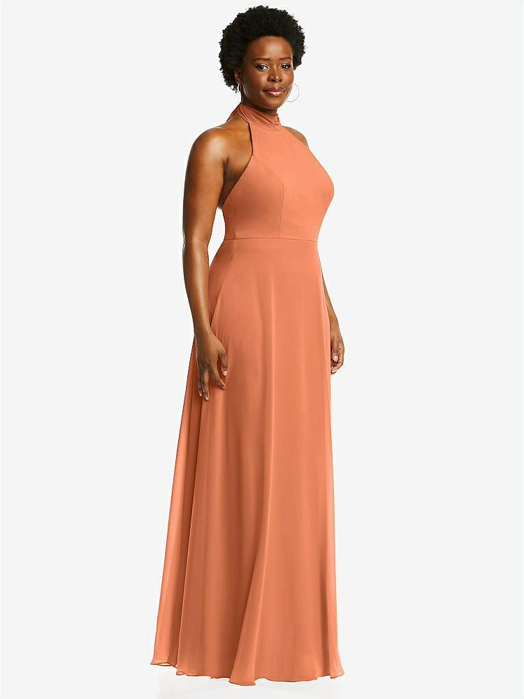 【STYLE: 1545】High Neck Halter Backless Maxi Dress【COLOR: Sweet Melon】