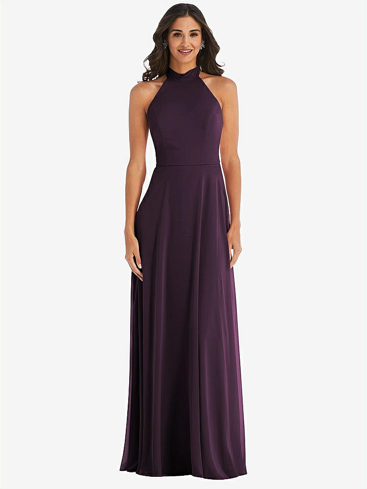 【STYLE: 1545】High Neck Halter Backless Maxi Dress【COLOR: Aubergine】
