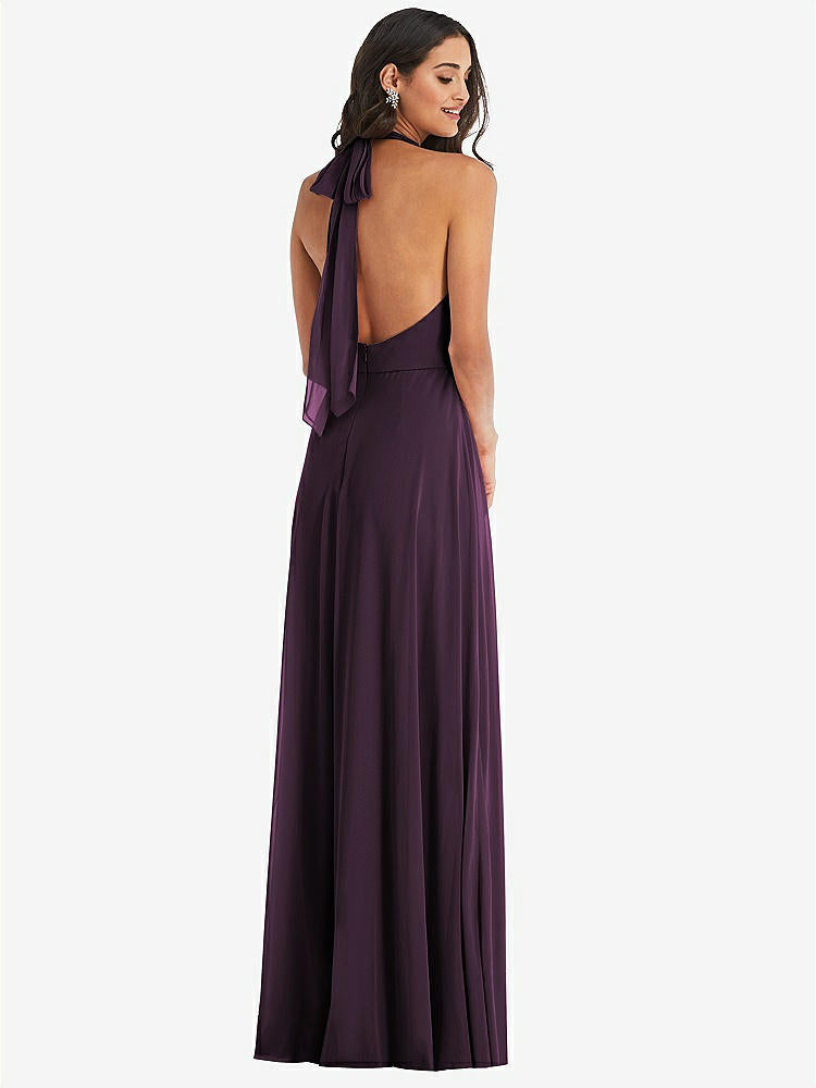 【STYLE: 1545】High Neck Halter Backless Maxi Dress【COLOR: Aubergine】