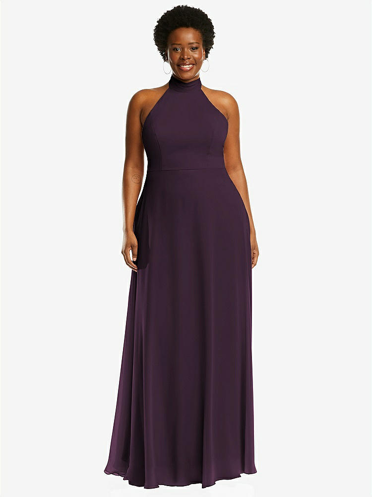 【STYLE: 1545】High Neck Halter Backless Maxi Dress【COLOR: Aubergine】