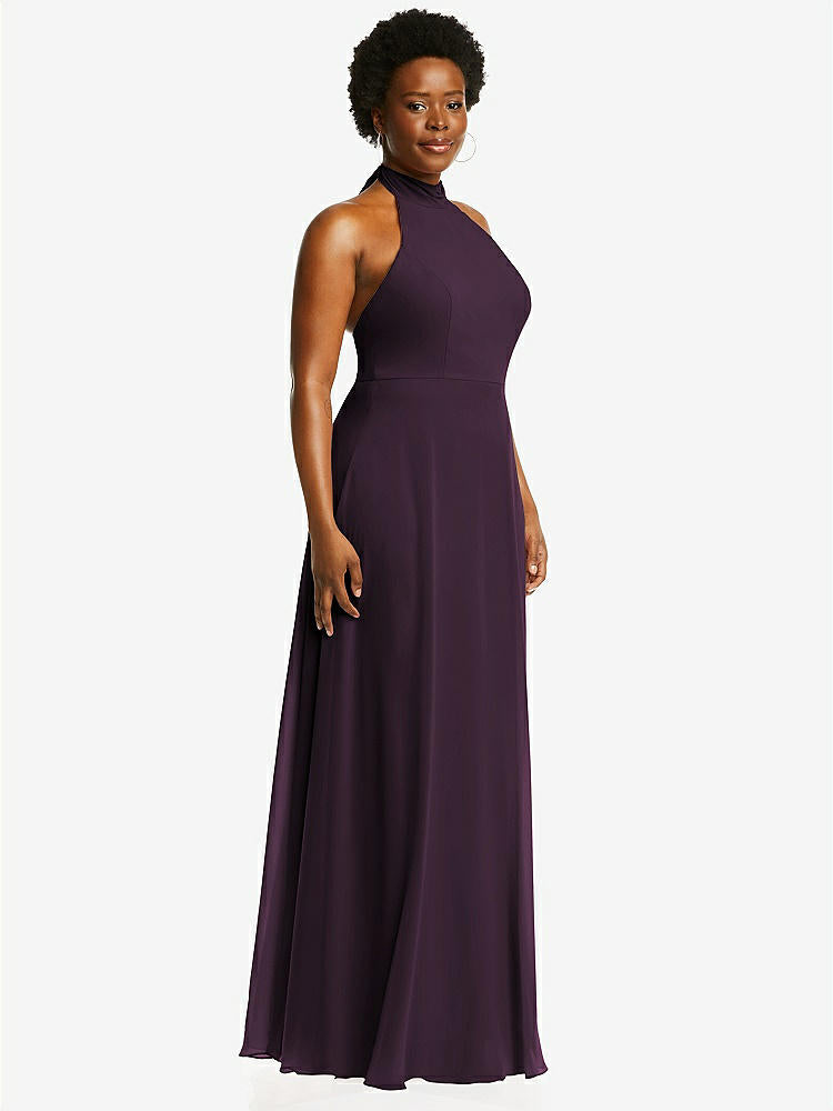 【STYLE: 1545】High Neck Halter Backless Maxi Dress【COLOR: Aubergine】