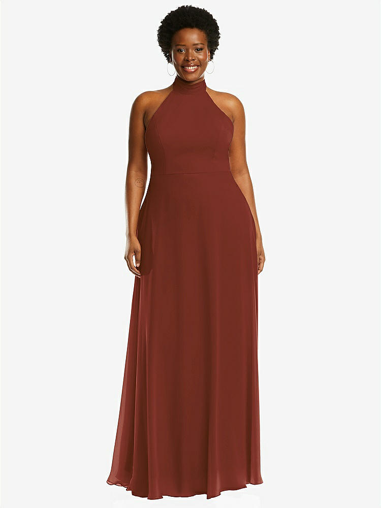 【STYLE: 1545】High Neck Halter Backless Maxi Dress【COLOR: Auburn Moon】