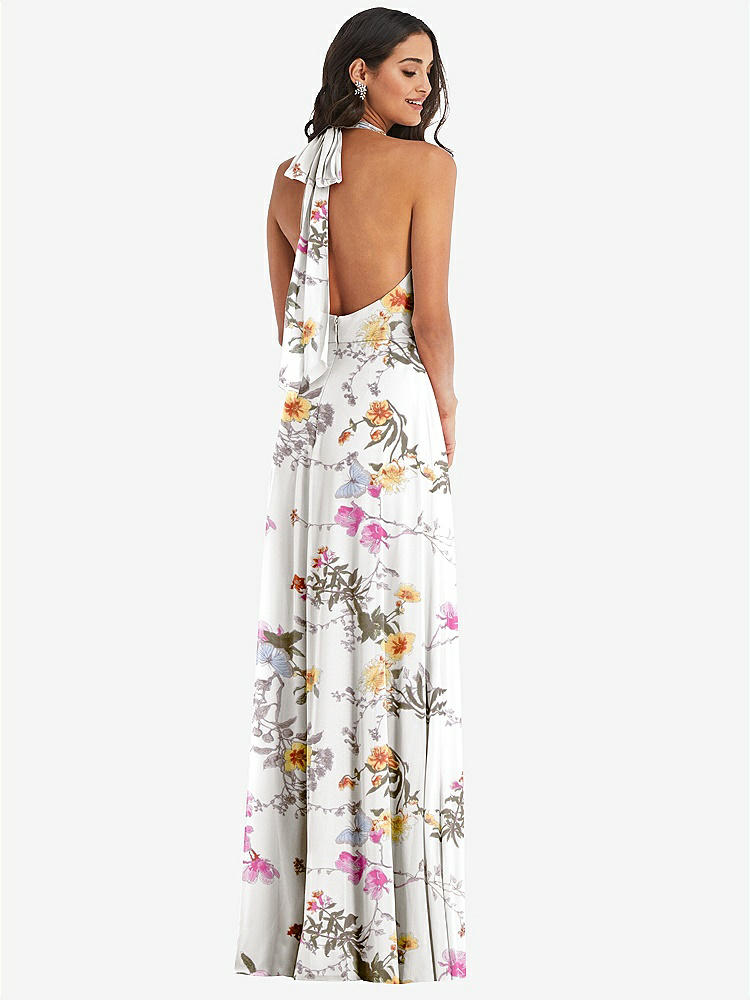 【NEW】【STYLE: 1545】高 首 ホルター バックレス マキシ ドレス【COLOR: Butterfly Botanica Ivory】【SIZE: 00-30W】