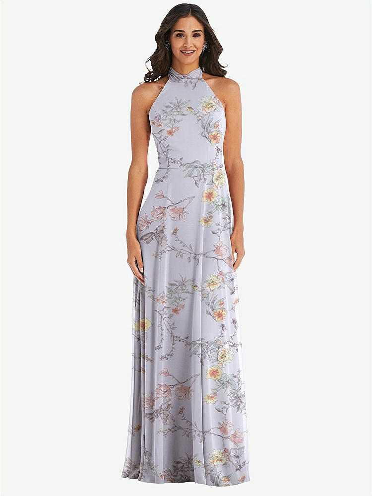 【STYLE: 1545】High Neck Halter Backless Maxi Dress【COLOR: Butterfly Botanica Silver Dove】