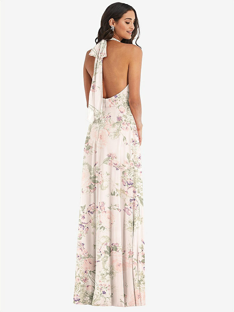 【STYLE: 1545】High Neck Halter Backless Maxi Dress【COLOR: Blush Garden】