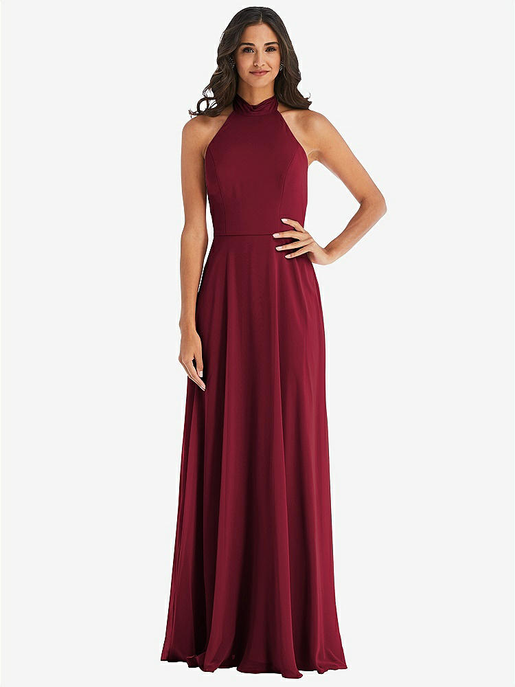 【STYLE: 1545】High Neck Halter Backless Maxi Dress【COLOR: Burgundy】