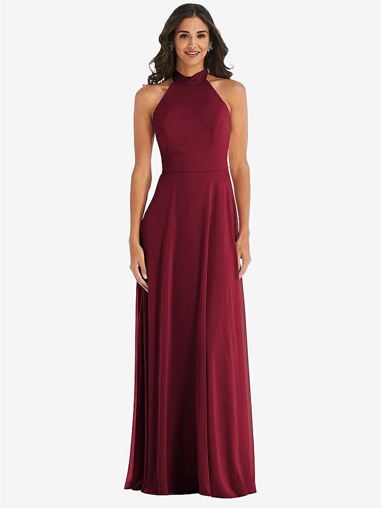【STYLE: 1545】High Neck Halter Backless Maxi Dress【COLOR: Burgundy】