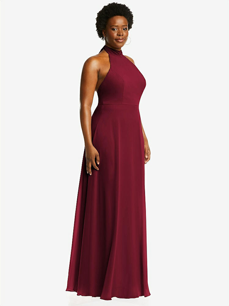 【STYLE: 1545】High Neck Halter Backless Maxi Dress【COLOR: Burgundy】