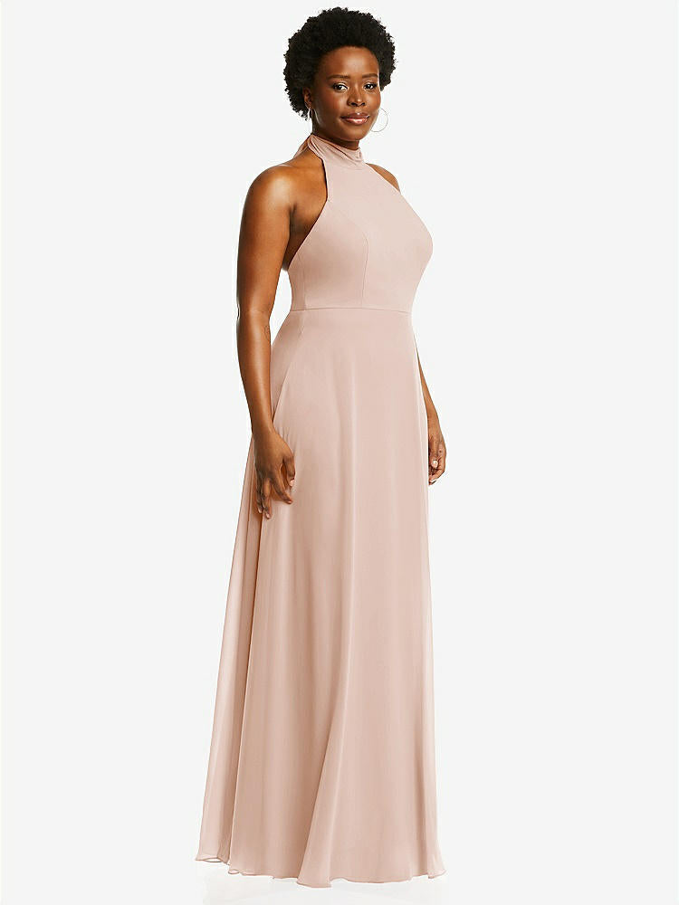 【STYLE: 1545】High Neck Halter Backless Maxi Dress【COLOR: Cameo】