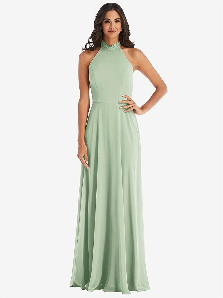 【NEW】【STYLE: 1545】高 首 ホルター バックレス マキシ ドレス【COLOR: Celadon】【SIZE: 00-30W】