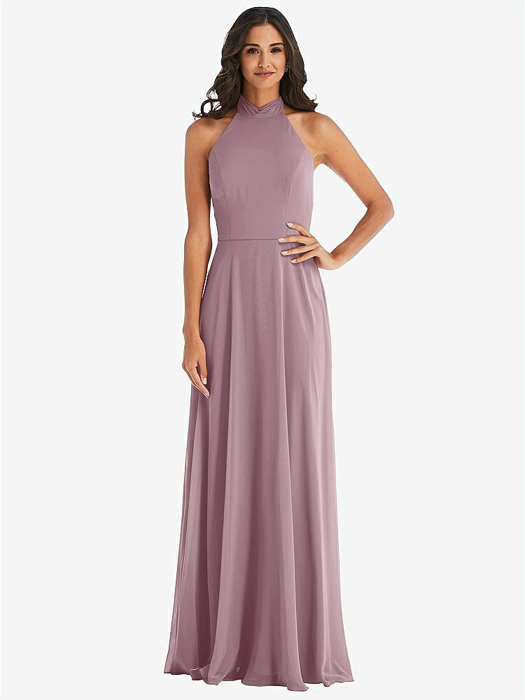 【STYLE: 1545】High Neck Halter Backless Maxi Dress【COLOR: Dusty Rose】