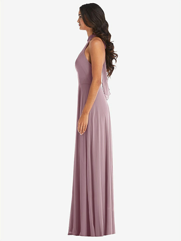 【STYLE: 1545】High Neck Halter Backless Maxi Dress【COLOR: Dusty Rose】
