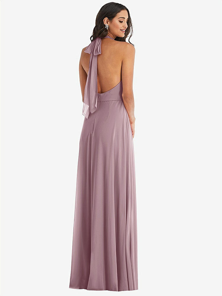 【STYLE: 1545】High Neck Halter Backless Maxi Dress【COLOR: Dusty Rose】