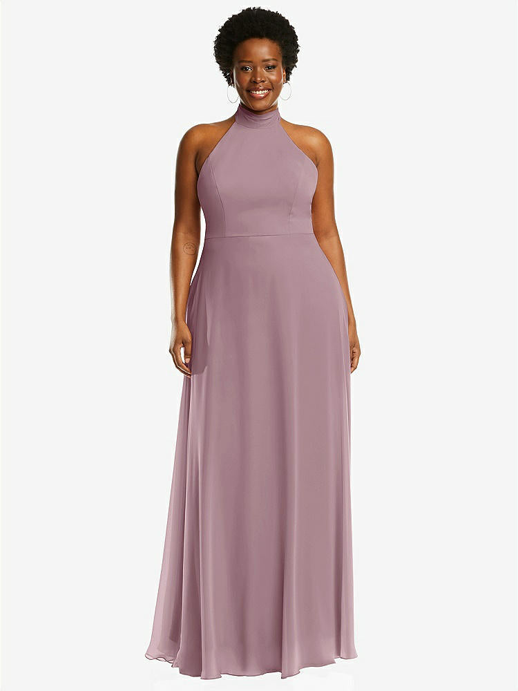 【STYLE: 1545】High Neck Halter Backless Maxi Dress【COLOR: Dusty Rose】