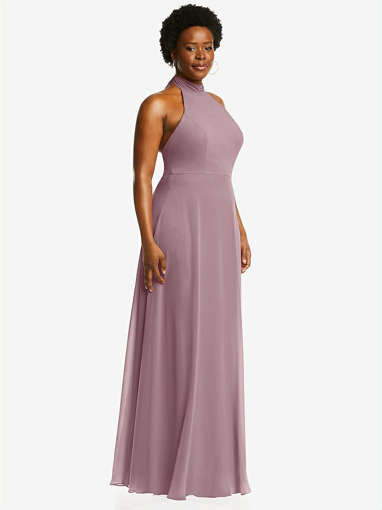 【STYLE: 1545】High Neck Halter Backless Maxi Dress【COLOR: Dusty Rose】