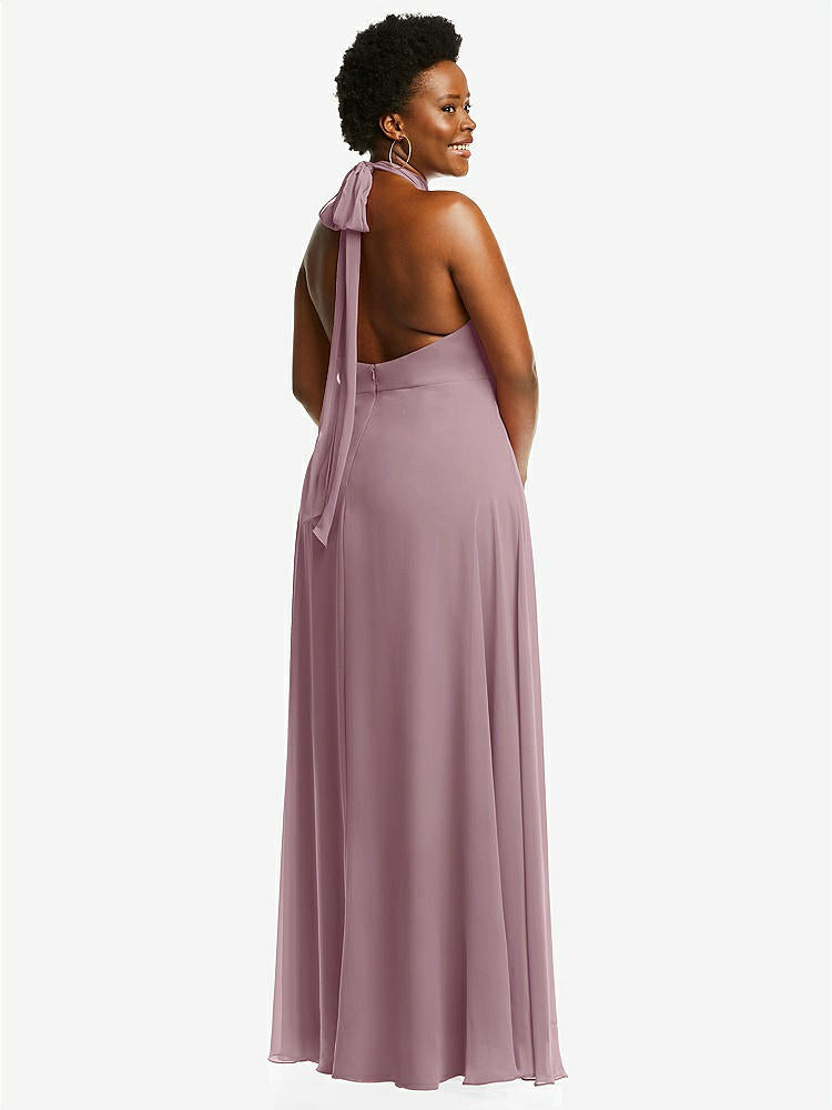 【STYLE: 1545】High Neck Halter Backless Maxi Dress【COLOR: Dusty Rose】