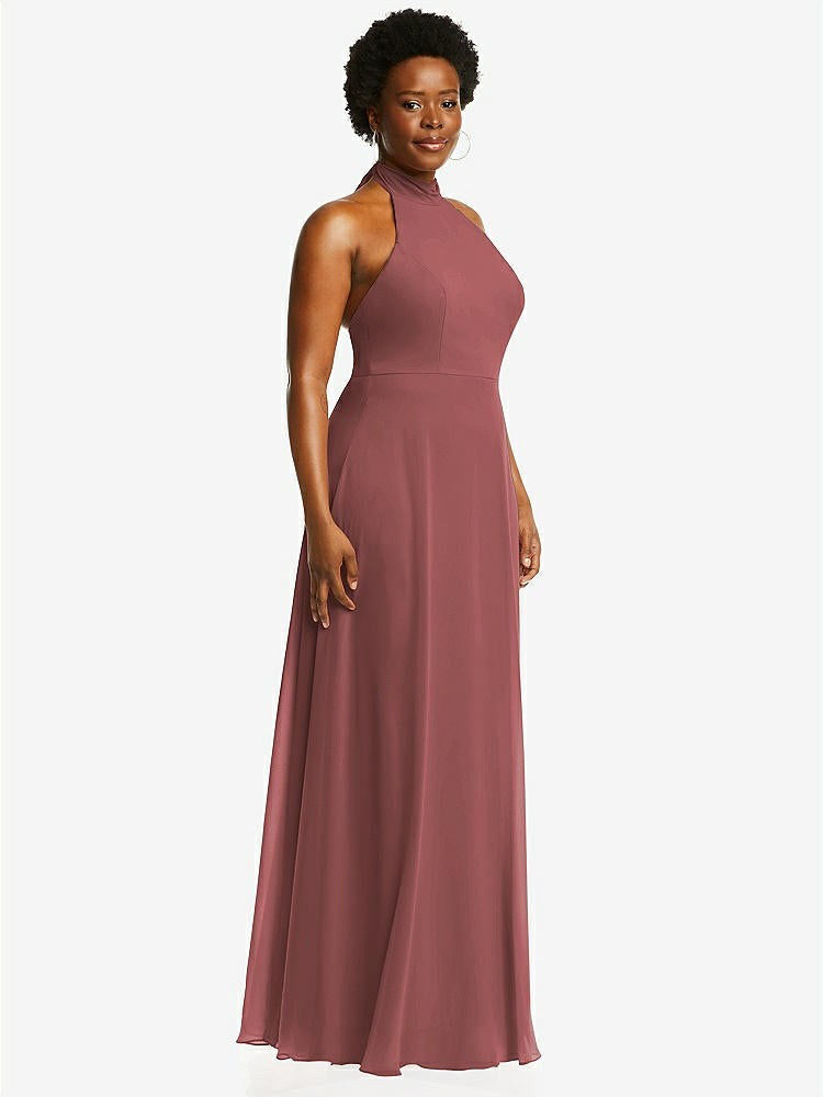 【NEW】【STYLE: 1545】高 首 ホルター バックレス マキシ ドレス【COLOR: English Rose】【SIZE: 00-30W】