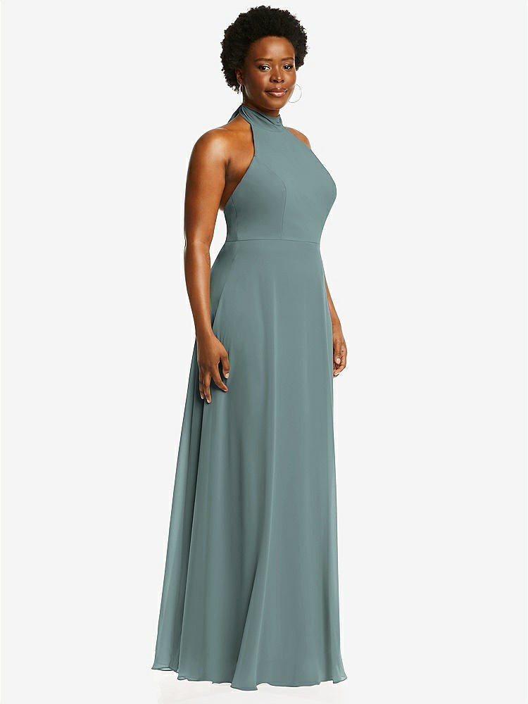 【STYLE: 1545】High Neck Halter Backless Maxi Dress【COLOR: Icelandic】