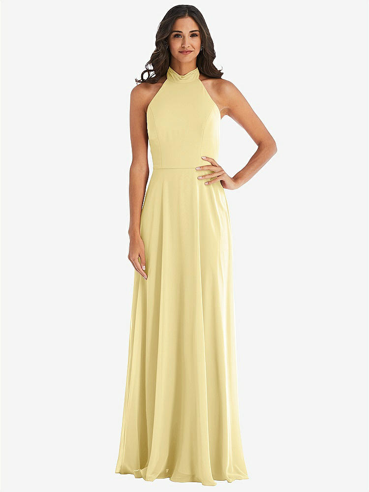【STYLE: 1545】High Neck Halter Backless Maxi Dress【COLOR: Pale Yellow】