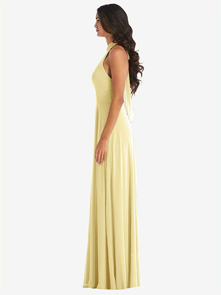 【STYLE: 1545】High Neck Halter Backless Maxi Dress【COLOR: Pale Yellow】