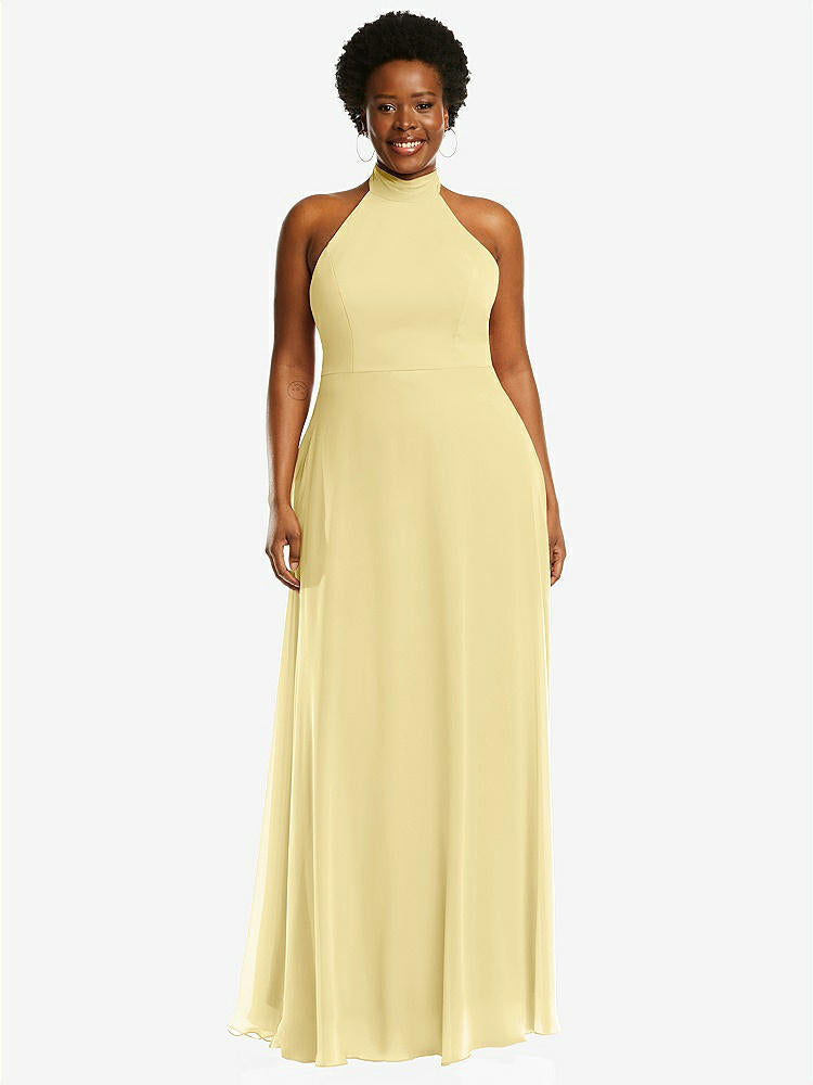 【STYLE: 1545】High Neck Halter Backless Maxi Dress【COLOR: Pale Yellow】
