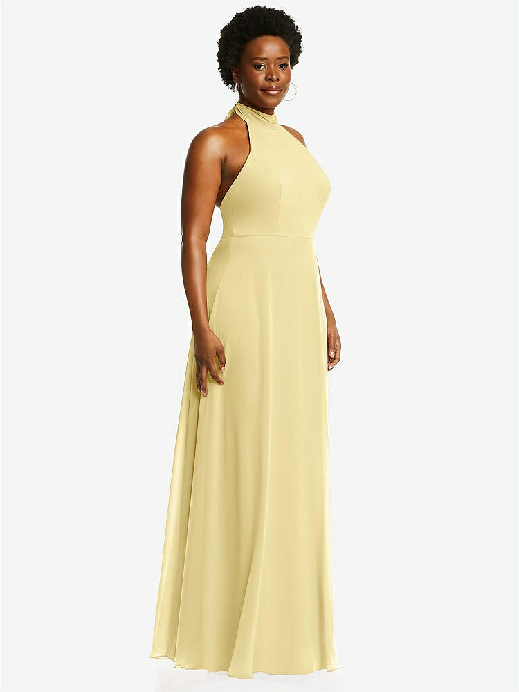 【STYLE: 1545】High Neck Halter Backless Maxi Dress【COLOR: Pale Yellow】