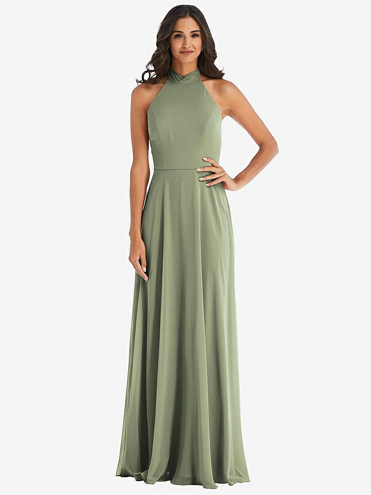 【NEW】【STYLE: 1545】高 首 ホルター バックレス マキシ ドレス【COLOR: Sage】【SIZE: 00-30W】