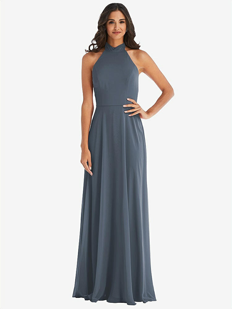 【STYLE: 1545】High Neck Halter Backless Maxi Dress【COLOR: Silverstone】